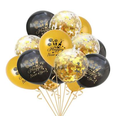 China Pro en71 12 helium balloon latex metallic golden 12 inch 32g sizes oval shape happy new year 2020 for sale