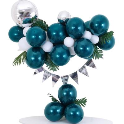 China New product idea birthday party  single and double layer latex aqua teal metallic balloons for sale