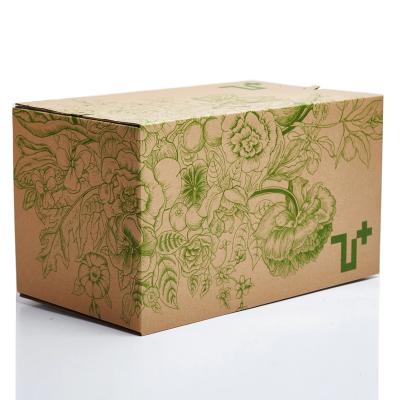 China 2021 New Custom Logo Corrugated Paper Packing Box Handmade All Over Printed Shipping Packaging Boxes For Foodstuffs for sale