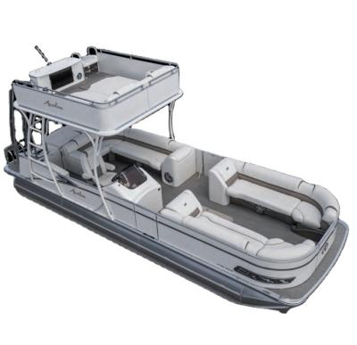 China New Design 2023 Double Float Water Clam Tube Luxury Aluminum Pontoon Boat Aluminum Full Welded Family Parts With Slide for sale