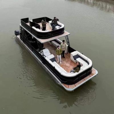 China 2023 Good Design Aluminum Electric Motor Pontoon Boat Personal Imperial Yacht With Slide for sale