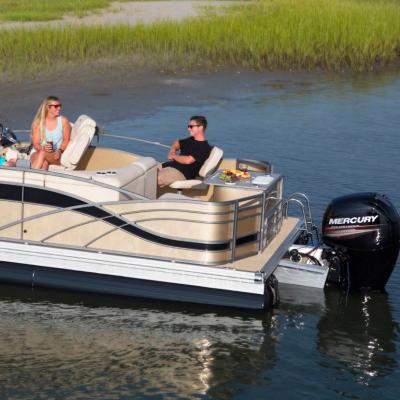 China 2023 Black New One Person Family Party Luxury Aluminum Pontoon Boats For Sale for sale