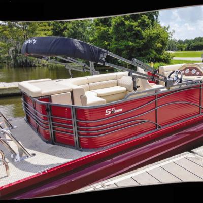 China Aluminum Welded Double Triple Tube Luxury Aluminum Lake & River Party Pontoon Boat For Sale for sale