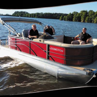 China USA Standard Aluminum Recreational Double Float Tube Offshore Party Customized Aluminum Pontoon Boat With Furniture for sale