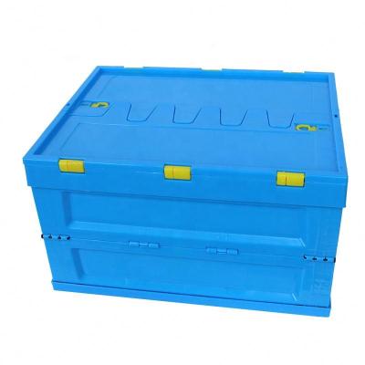 China Mesh Attached Lid Plastic Foldable Crates for Warehouse for sale