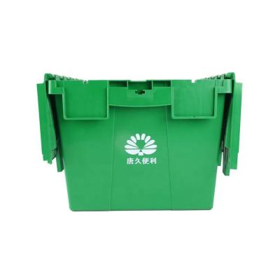 China Stackable and Stackable Strong Turnover Box Plastic Container Tied Lid PP Logistics Boxes Strong Movable Boxes for sale