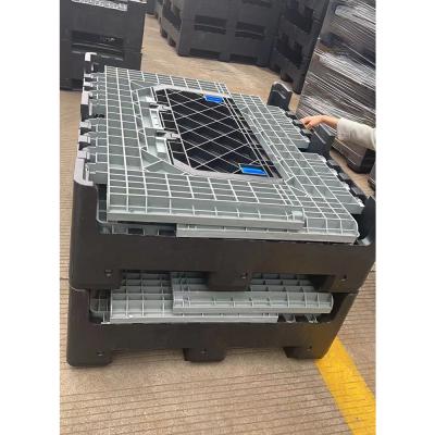 China Folable HDPE Industry Heavy Loading Collapsible Plastic Large Blank Pallet Box for sale