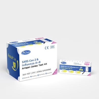 Cina Kit di test Kit di diagnosi delle malattie infettive Dispositivo di test rapido SARS-CoV-2 & Influenza Kit di test rapido per antigeni A + B in vendita