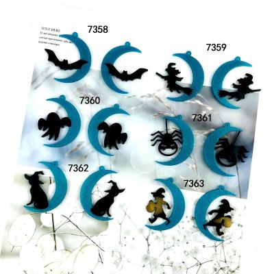 China Viable Witch Cat Spider Bat Ghost Shape Moon DIY Halloween Hat Resin Animal Earring Casts Crystal Earrings Silicone Epoxy Pendant Mold for sale