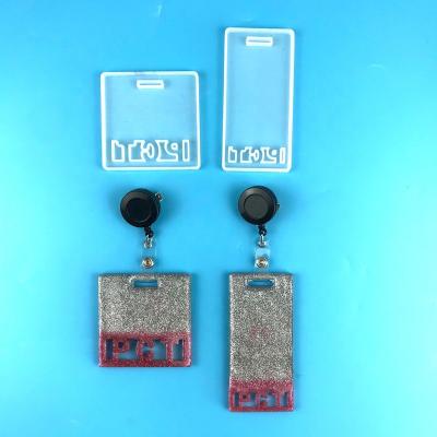 China Viable High Quality Drop Glue DIY Mold DIY High Quality Glue Epoxy Mirror Student Card Tag Nurse Doctor Badge Work Permit Tag Mirror Silicone Molds for sale