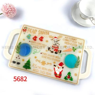 China Fast Delivery Viable Christmas Large Tray Molds With Handle Silicone Resin Molds For Santa Elk Tray Epoxy Molds for sale