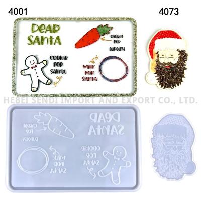 China Factory Promotion Sustainable Christmas Resin Tray Molds Santa Claus Coffee Coaster Silicone Epoxy Mold for sale