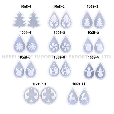 China Viable Factory Wholesale Christmas Tree Deer Snowflake Santa Snowflake Gingerbread Man Resin Earring Casts Art Epoxy Silicone Mold for sale