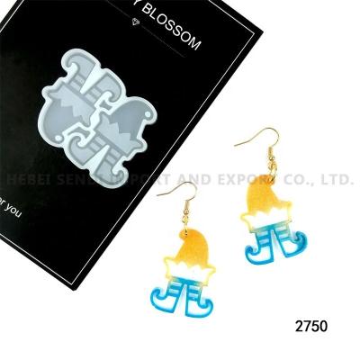 China Viable In Stock Christmas Wholesale Santa Epoxy Resin Earrings Pendant Silicone Mold for sale