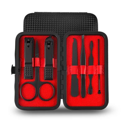 China Eco-Friendly Luxury Manicure Furniture Set Professional Nail Clippers Set Matte Stainless Black for sale