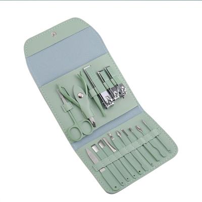 China Eco-Friendly 12 Pcs Stainless Steel Nail Clipper Cutter Trimmer Ear Black Pick Grooming Nail Art Tools Set Kits Manicure Set Pedicure Toe for sale