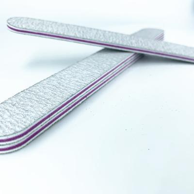 China Double Sandpaper 80/100 Square Half Moon Nail File Gray White Nail File Rectangle Sandpaper Zebra for sale