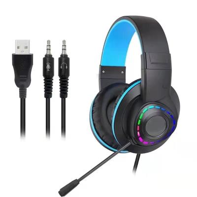 China Cool Wired Gaming Earphone Gamer Headphone Over-Ear Headset Headphone With MIC USB LED Light Headphones For Computer Gamer for sale