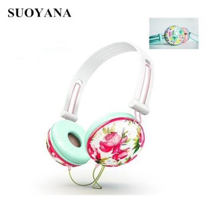 China Cute Headband Promotion Gift Products Custom Design Stereo Earphone Transfer Printing Cable Headset for sale