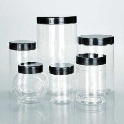 China 300ml 320ml 350ml Food Clear Plastic Jars With Lids Clear/White/Black Tall Slime Containers For Food Or Juice for sale