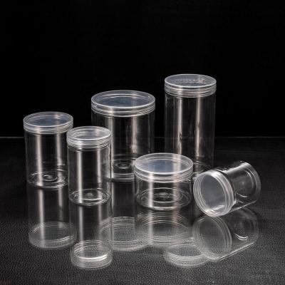 China 32oz/1000ml Clear Round Plastic Food Jar Canister With Plastic/Aluminum Lid for sale