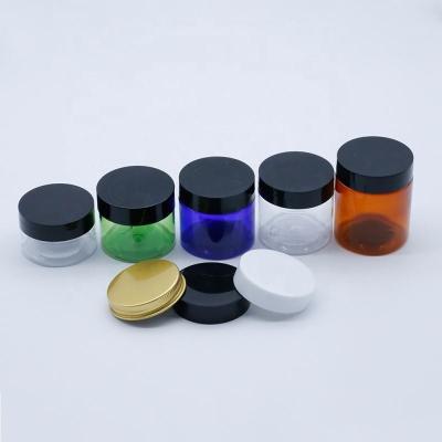 China Food And Other Transparent Amber Blue Green Black Plastic Cream Cosmetic Container Jar for sale