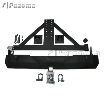 China PAZOMA Steel Car Accessories 4.75 Ton D-Rings Rear Bumper Tire Carrier With 12W Led Lights For Jeep Wrangler YJ for sale