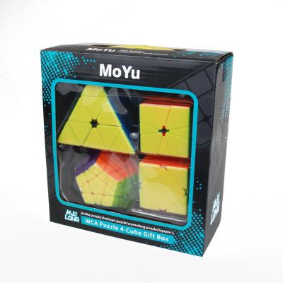 China Educational Toy Speed ​​Cube Bundle, MoYu Stickerless Magic Cube Set Smooth Speedcubing Puzzle Collection Toys (4 Bundles) for Best Gift for Kids for sale