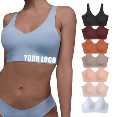 China Custom 9 Colors New Style Full Coverage Women QUICK DRY Sharicca Tank Top Base Lift Up Padded Wireless Bra Seamless for sale