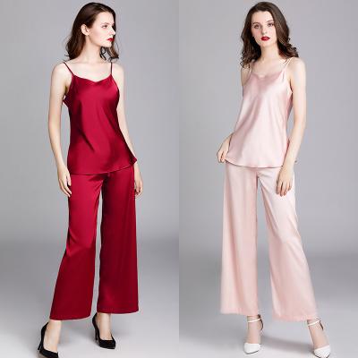 China QUICK DRY women's thin suspender sleepwear silk pajamas set temperament sexy female two-piece set home pajamas for sale