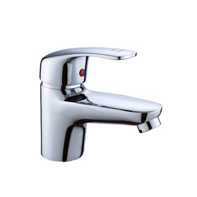 China Metered Faucets 2021 Hot And Cold Single Hole Small Basin Faucet Common Smooth Plating Shiny Faucets For Bathroom for sale