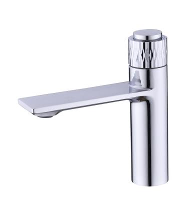 China Metered Faucets Copper All Basin Hot And Cold Ceramic Coil Disc Faucet Switch Knob Single Hole Faucet For Wash Basin for sale