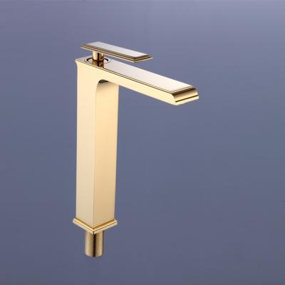 China Modern Single Handle Bathroom Water Saving Lavatory Faucets Gold Metered Basin Faucet For Bathroom for sale