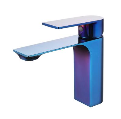 China Waterfall Luxury Good Quality Emperor Basin Faucets Fashion Basin Mixer Tap One Hole Blue Metered Sink Faucet for sale