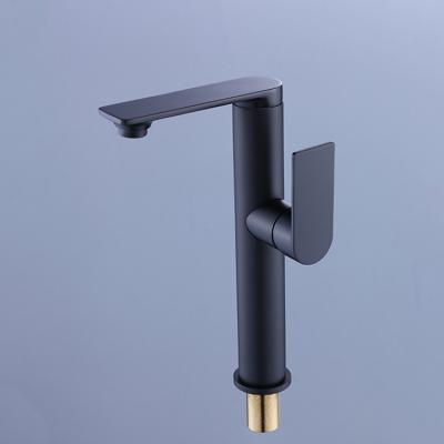 China Creative Matte Texture Black Basin Faucet Hot And Cold Metered Copper Faucets Bathroom Basin Faucet for sale