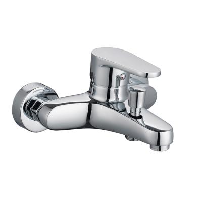 China New 2021 Wall Mounted Single Handle Lever Bathroom Waterfall Metered Bath Plating Brass Metered Sink Faucet for sale