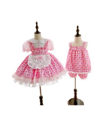 China New Design Breathable Lolita Style Little Chef Listed Original Pink Girl Short Sleeve Dress For Girls for sale