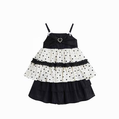 China Cute Girl Dress Sweetheart Dot Tank Top Fashion Black and White Set Breathable Halter Original Features Personality for sale