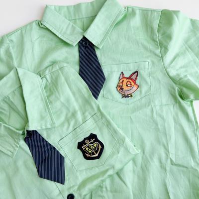 China 2024 Spring New Casual Original Design Boy Lively Suit Green Shirt Sleeve Short Shorts for sale