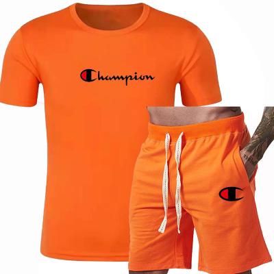 China Summer Breathable Men 2 Piece Cotton Sweat Sets Shortly 2021 Custom Made Shorts And T Shirt Set For Men for sale