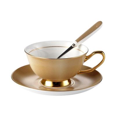 China Gift Stored European Retro Electroplating Tea Set Set Gold Printing Pattern Coffee Mug for sale