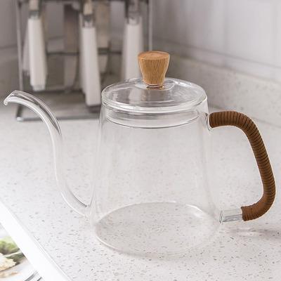 China Best Modern Design CoffeeTea Tools 300ml Glassware Coffee Pot Pour Over Coffee Kettle Leather String Decoration Handle Coffee Kettle for sale