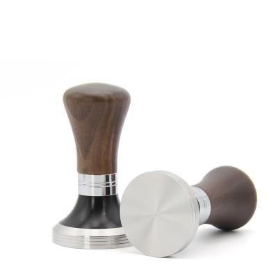 China 2021 New 304 Stainless Steel Size Coffee Tamper Espresso Tool Adjustable Walnut Coffee Wooden Handle Coffee Tamper for sale