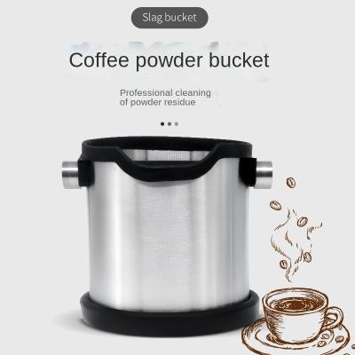 China Newest Design Viable Thicken Round Blow Box Detachable Espresso Coffee Tools Bartender Stainless Steel Coffee Powder Bucket for sale