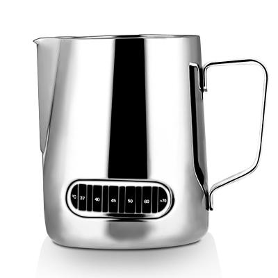 China Hot Selling Business Stainless Steel Espresso Coffee Latte Milk Frothing Jug Jug Temperature Display Milk Pitcher Frothing Pot for sale