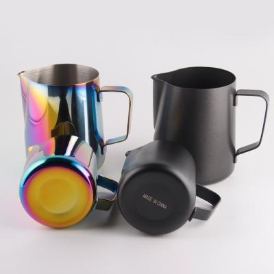 China Hot Sale Modern Kitchen Equipment Milk Frothing Pot Espresso Pitcher Stainless Steel Coffee Milk Frothing Pot 350ml 600ml Milk Jugs for sale