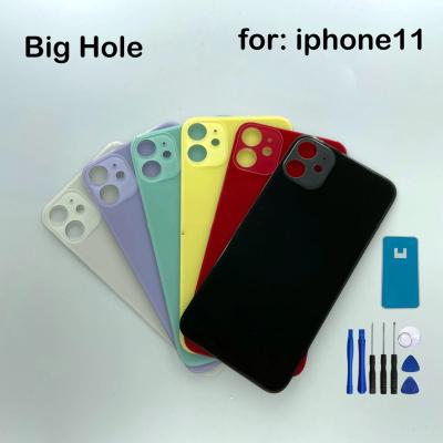 China 10pcs Replacement Battery Cover Back Door Case Back Cover Big Hole Glass Back Cover For iPhone 11 Glass Body for sale