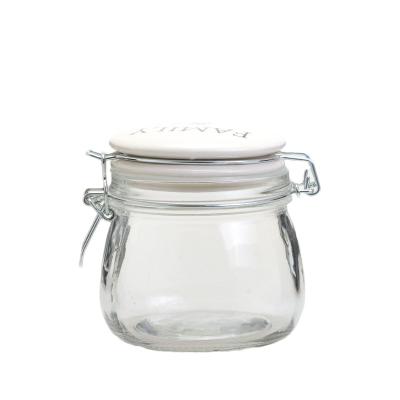 China Home Empty Glass Jars With Ceramic Lids Airtight Canisters Style for sale