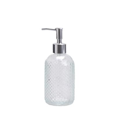 China Cylinder Reusable Glass Soap Dispenser Bottles Closure Screw On Type Design for sale