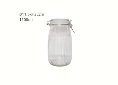 China 1500ml Transparent Ribbed Glass Child Resistant Jars Certified For Safe And Secure Storage for sale